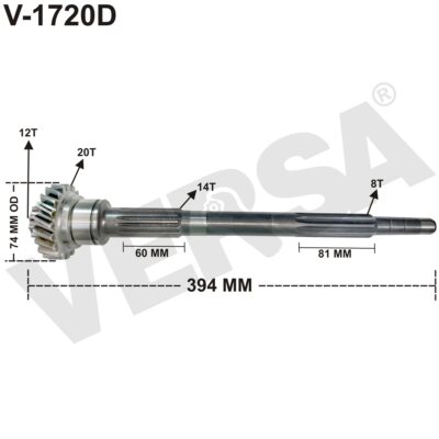Clutch Shaft 20T - Swaraj 735 XM/834 XM Middle Spline 14, 394 MM/74 MM OD